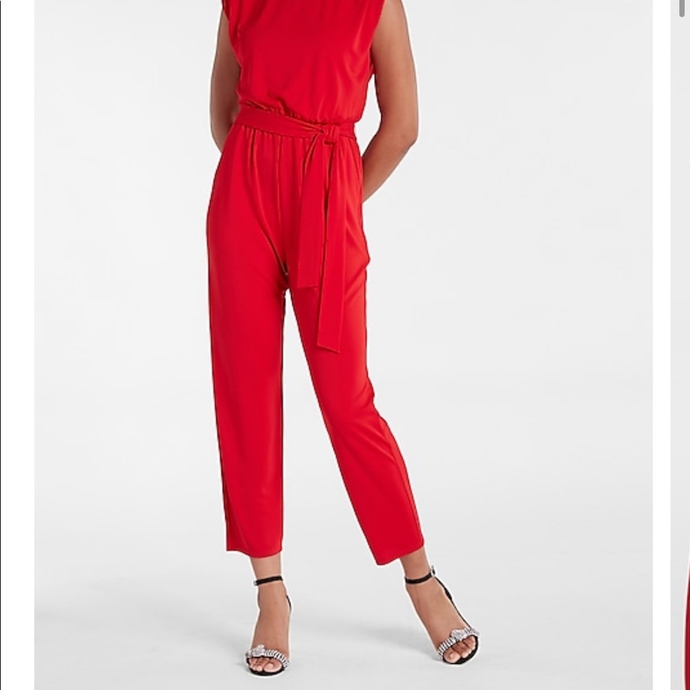 Smooth Matte Jersey Low Back Red Jumpsuit